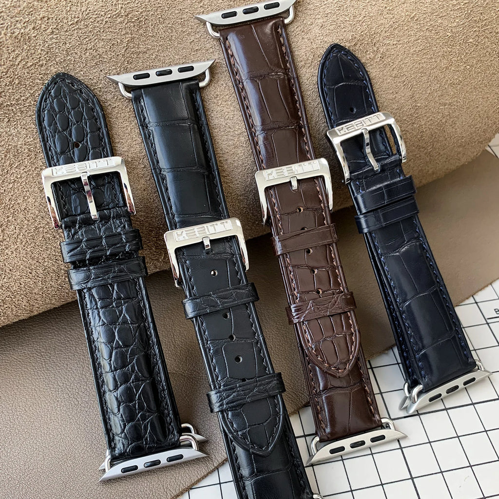 Apple Watch Series 10 9 8 7 6 Butterfly Strap High Quality Genuine Alligator Leather Iwatch Ultra 2 Band 49MM 46mm