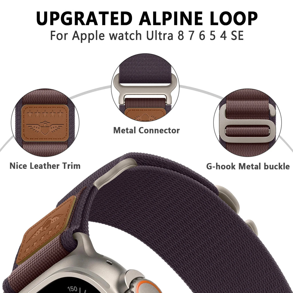 Alpine Loop for Apple Watch ultra Band 49mm 44mm 40mm 45mm 41mm 42mm 45 44 mm nylon bracelet correa iWatch series 9 8 3 se bands