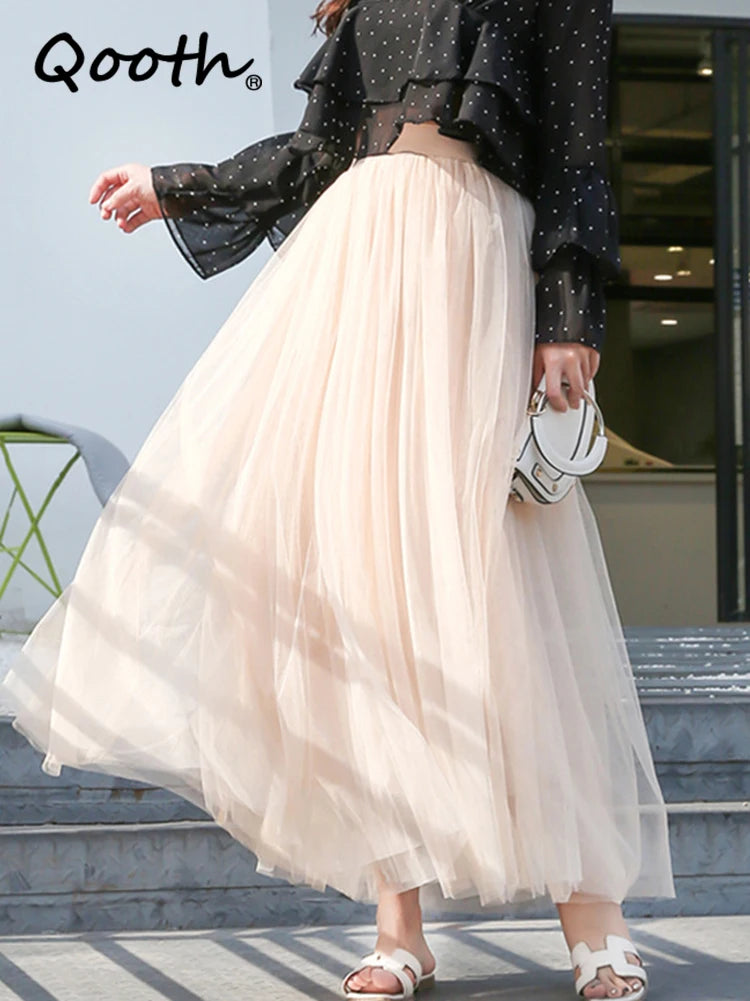 3 Layers Mesh Long Tulle Skirt Elastic Waist Elegant High Waist Ball G www.Nuroco.com 3 Layers Mesh Long Tulle Skirt Elastic Waist Elegant High Waist Ball G www.Nuroco.com