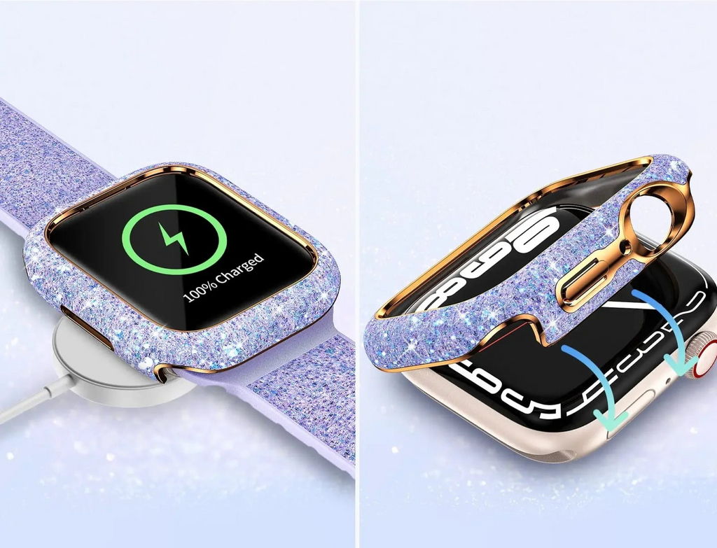 Diamond Cover for Apple Watch Case 45mm 41mm 44mm 40mm Bling Bumper Screen Protector for Apple Watch Series 10 9 8 7 4 5 6 Se