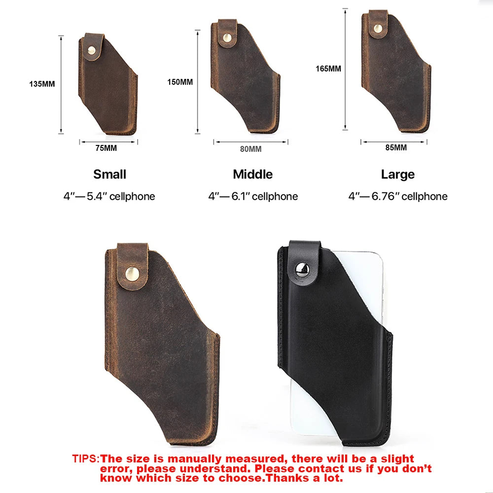 100% Nubuck Leather Men Phone Waist Case Bag for iPhone 16 15 14 13 Magnetic Button Cellphone Belt Clip Holster