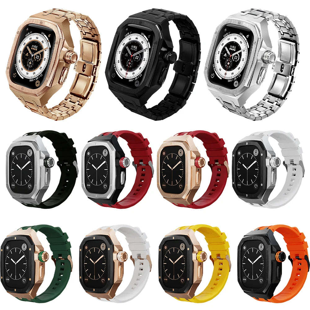 Luxury Modification Mod Kit for Apple Watch Ultra 2/Ultra 49MM Stainless Steel Strap+Case for IWatch Series 49mm Accessories