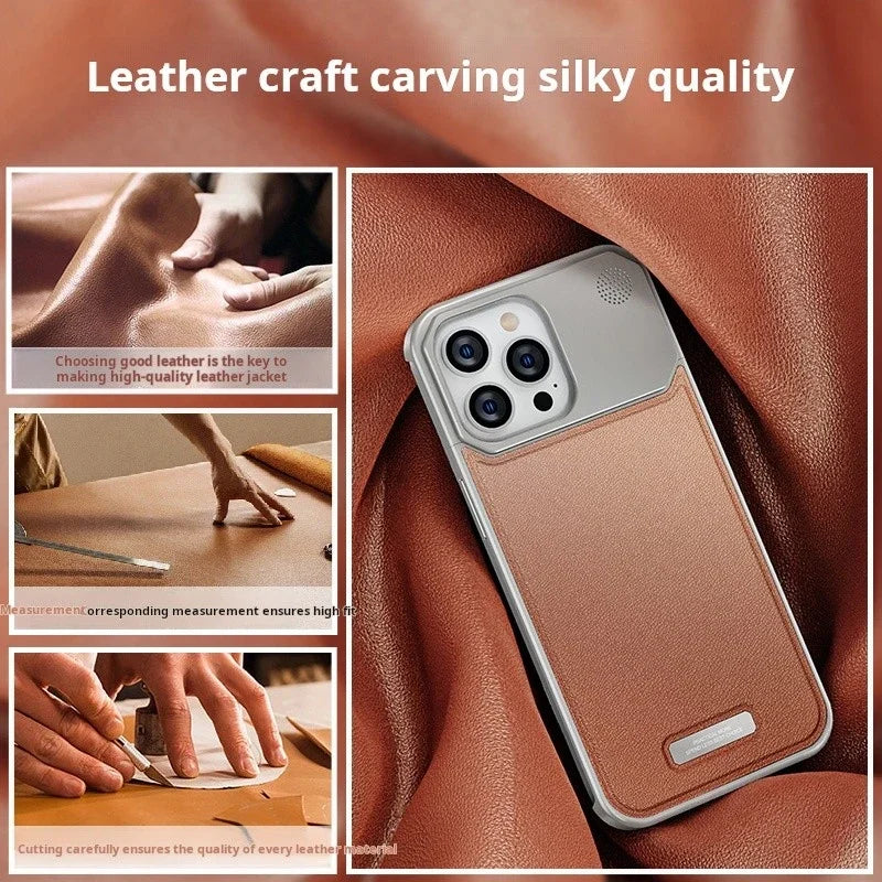 Luxury Leather Metal Phone Case For Iphone 13 14 15 16 Pro Max Magnetic Aluminum Fragrance Phone Cover For IPHON 14 15 16 Promax