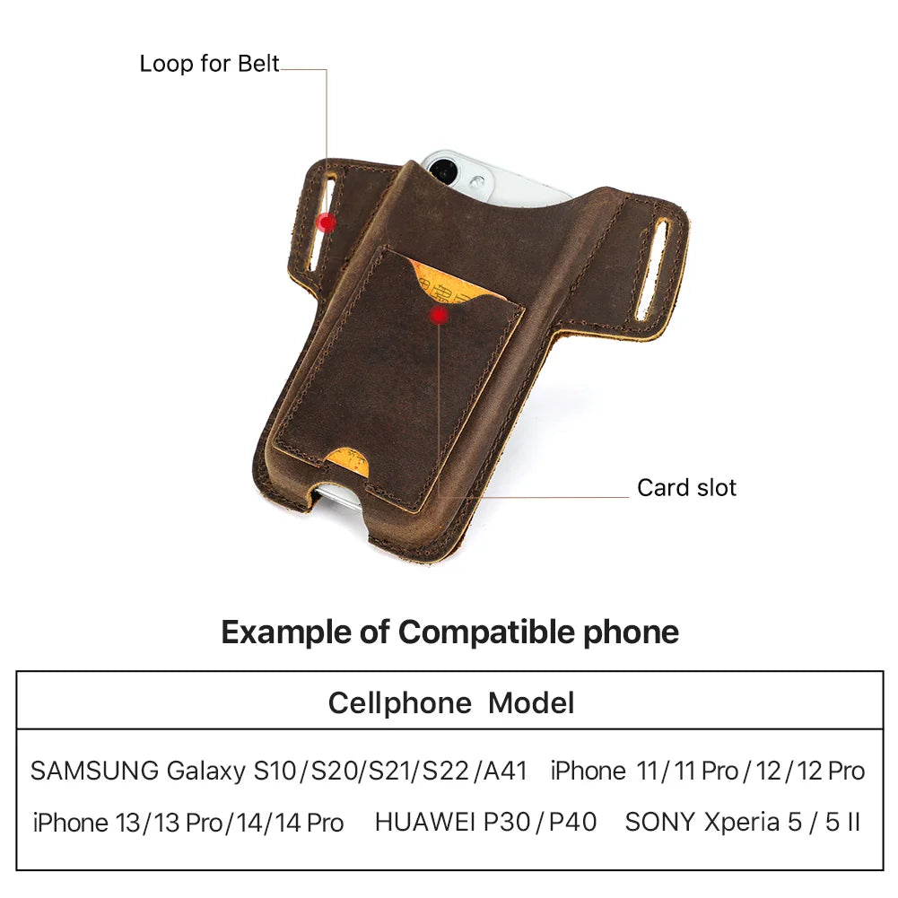 Leather Phone Case for Ap iPhone 16 15 14 13 Pro Max 5.4/6.1/6.7 inch Phone Waist Bag Men Cellphone Loop Holster