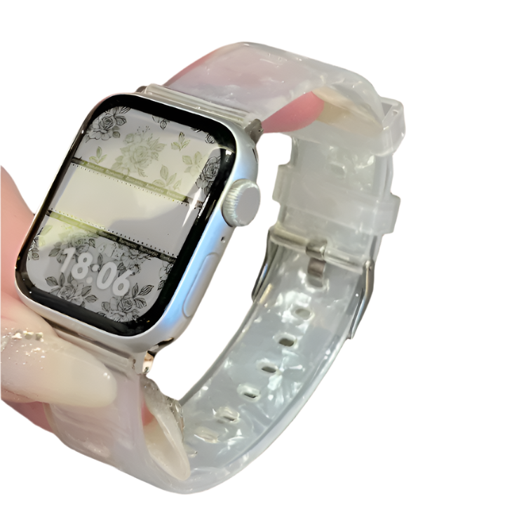 Korea Jelly Clear Shell Pattern Band For Apple Watch ultra Band 49mm 40 41mm 42 44mm 45mm Plastic Strap For iwatch 9 8 7 3 5 6 4