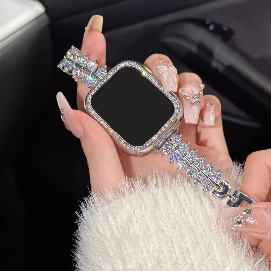 Diamond Zircon Strap For Apple Watch 9 8 7 6 5 4 Ultra 2 High-end woman Bracelet Iwatch Series Band 49mm 38/40mm 41mm 42/44/45mm