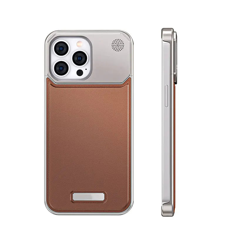 Luxury Leather Metal Phone Case For Iphone 13 14 15 16 Pro Max Magnetic Aluminum Fragrance Phone Cover For IPHON 14 15 16 Promax