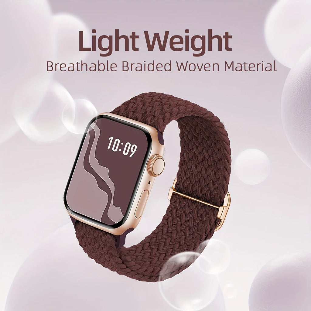 Braided Solo Loop Compatible with Apple Watch Band 38mm 40mm 41mm 42mm 44mm 45mm 49mm for Women Men, Nylon Elastic Straps Wristb