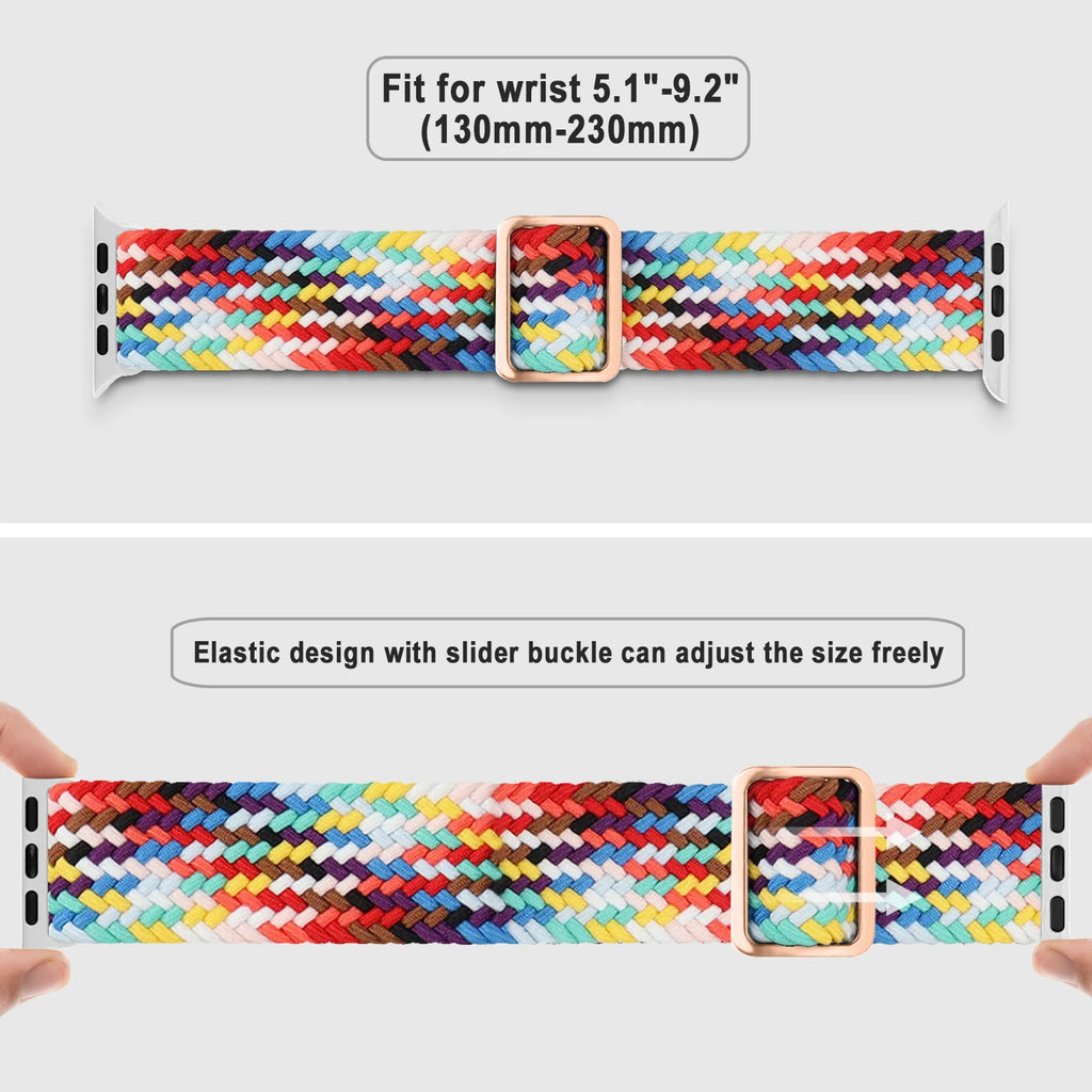 Braided Solo Loop For Apple watch band 44mm 40mm 49mm 45mm 41mm 38mm Elastic Nylon bracelet iWatch series 8 3 se 6 7 Ultra strap