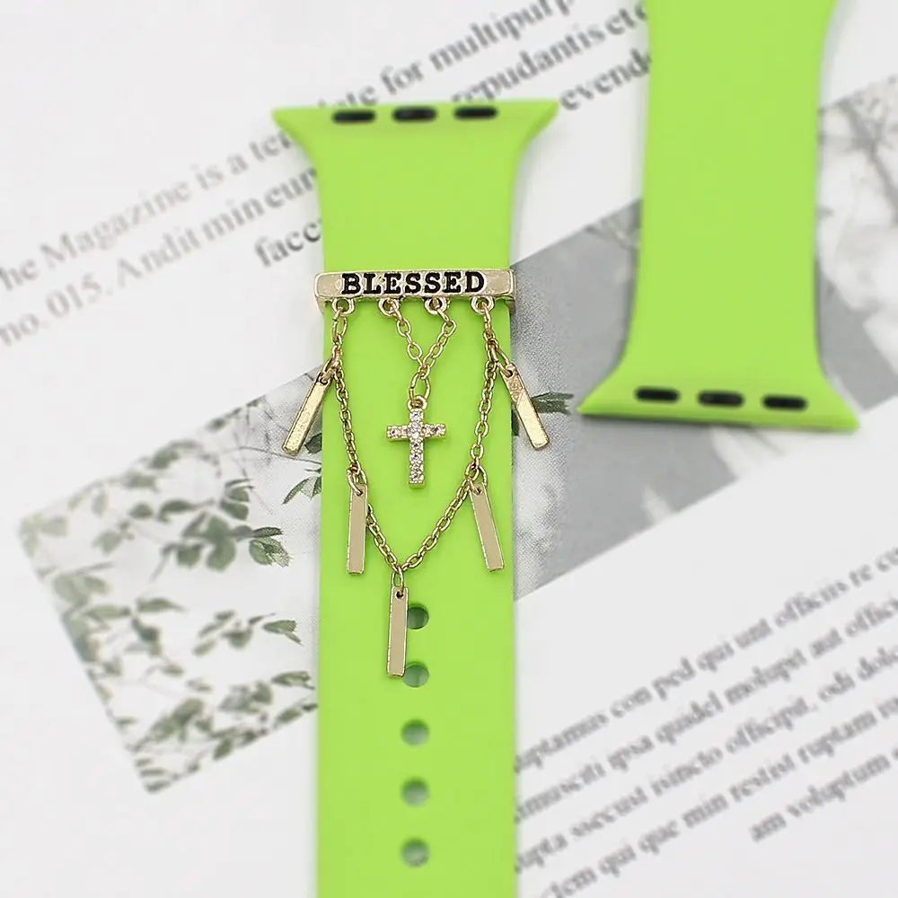 Pendant Tassel Metal Decorative Ring Watch Band Ornament For Apple Smart Watch Diamond Wristbelt Charms Creative Strap Accessory