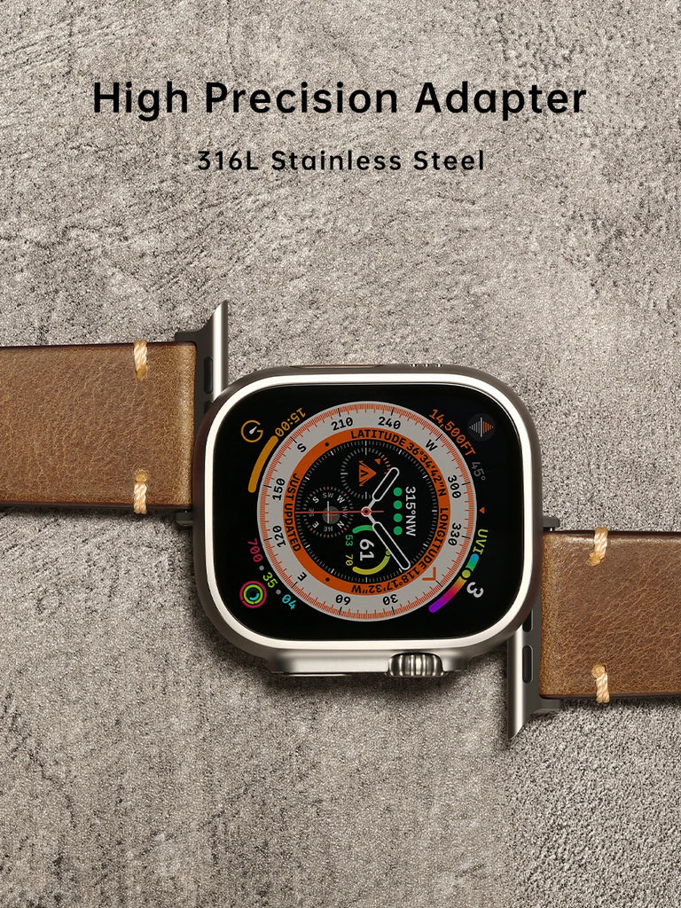 Vintage Leather Strap For Apple Watch, Ultra 49mm, Series 9, 8, 7, 6, SE, 45mm, 44mm, 41mm, 40mm, Accessories Watch Band