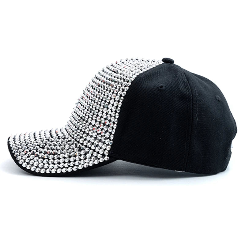 New Women Diamond Inlay Cap Simple Plain Baseball Cap Female Adjustable Casual Outdoor Streetwear Fashion Hat