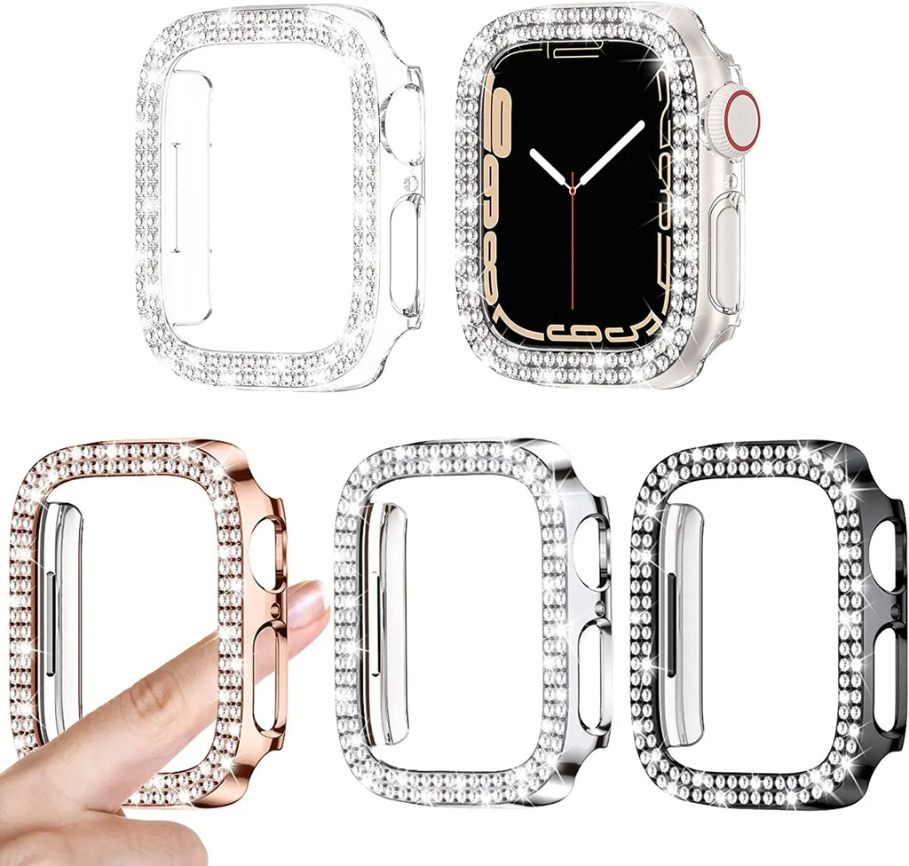 Diamond Full Protective Case for Apple Watch Series 7 41MM 45MM Cover For iWatch 6 SE 5 4 3 38MM 42MM 40mm 44mm Accessories