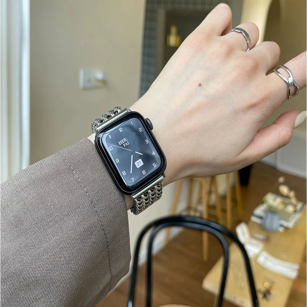 Luxury Stainless Steel Band For Apple Watch 9 8 7 6 SE 5 3 45 44 42 41 www.Nuroco