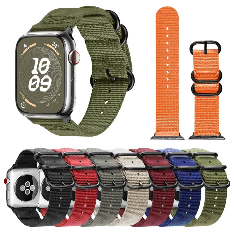 Canvas Nylon strap For Apple watch Ultra/2 9 8 7 49mm 45mm 41mm Breathable replacement wristband For 6 5 4 3 2 SE 44mm 42mm 40mm