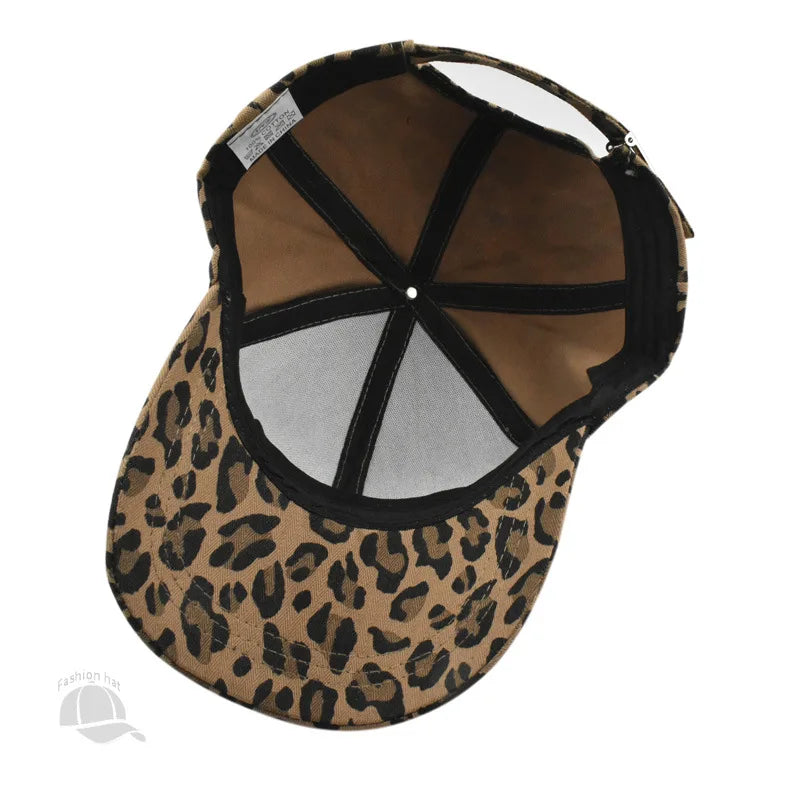 The New Round Top Hat Men Women Leopard Print Baseball Cap Outdoor sun-shading Versatile Duck Tongue Cap Casquette Homme