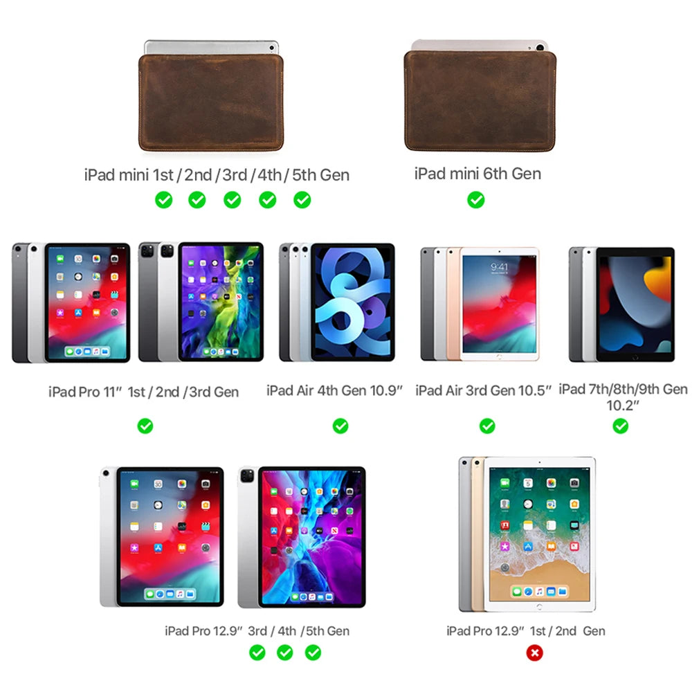 Leather Case for iPad Pro 11 iPad Air 5 Air 4 Pro 13 12 9 for iPad 8th 9th 10th Generation iPad Mini 6/5/4/3/2/1 Sleeve Cover