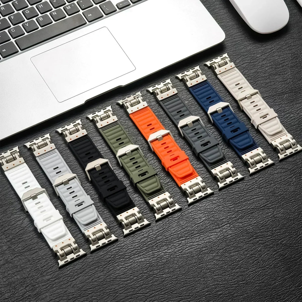 Silicone Band for Apple Watch Strap Ultra 2 49mm 46mm 45mm 44mm 42mm Sports Correas for apple IWatch Series 9 8 7 6 5 4 Bracelet