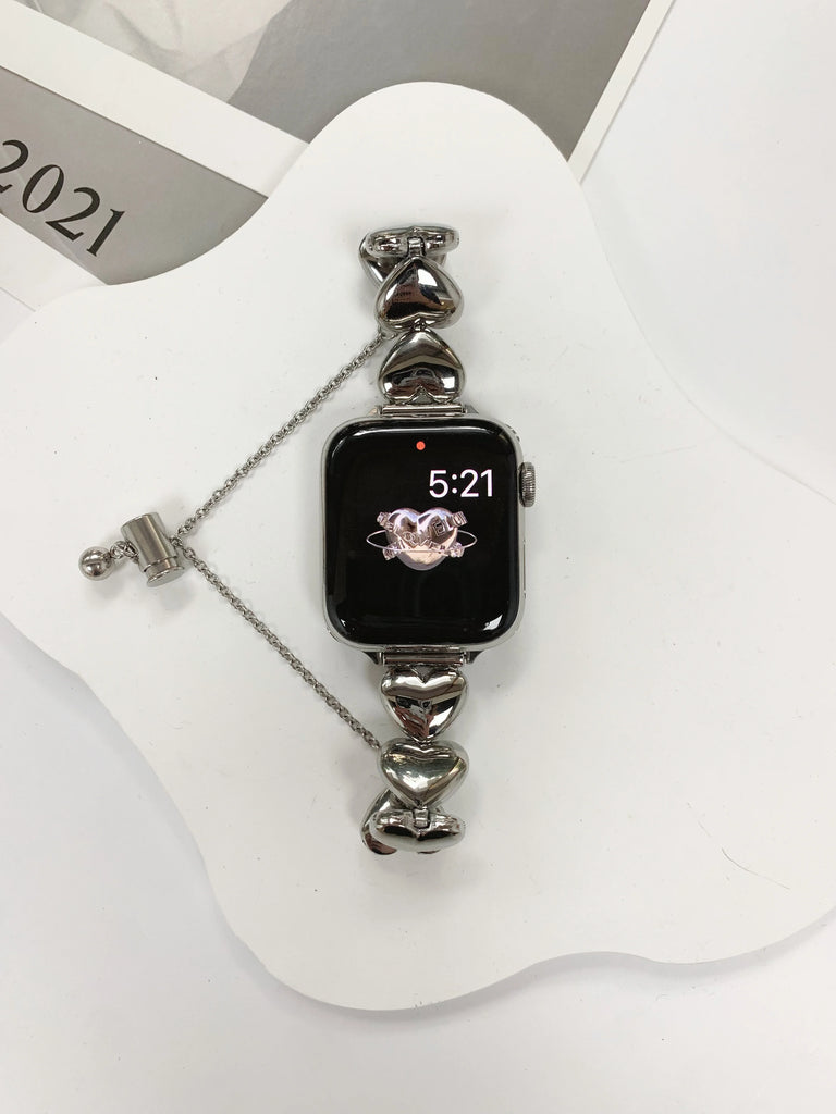 Love Heart Metal Band For Apple Watch 8 7 6 3 4 5 SE Ultra Stainless Steel Strap bracelet For iWatch 41mm 45mm 49mm 40 38 42 44