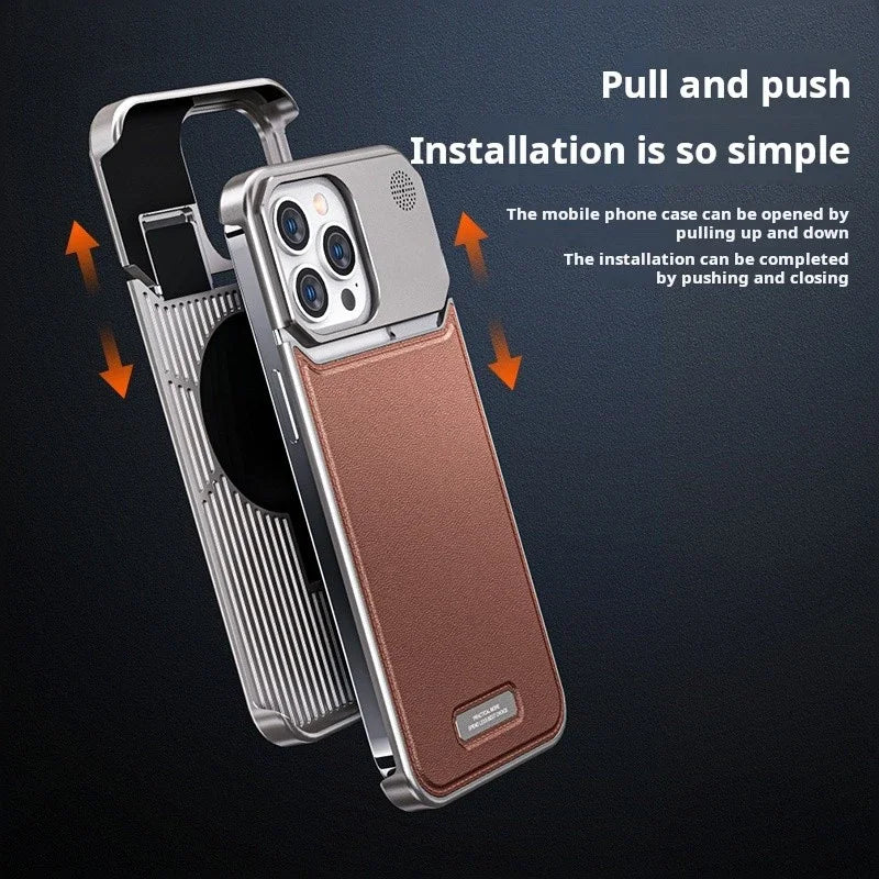 Luxury Leather Metal Phone Case For Iphone 13 14 15 16 Pro Max Magnetic Aluminum Fragrance Phone Cover For IPHON 14 15 16 Promax