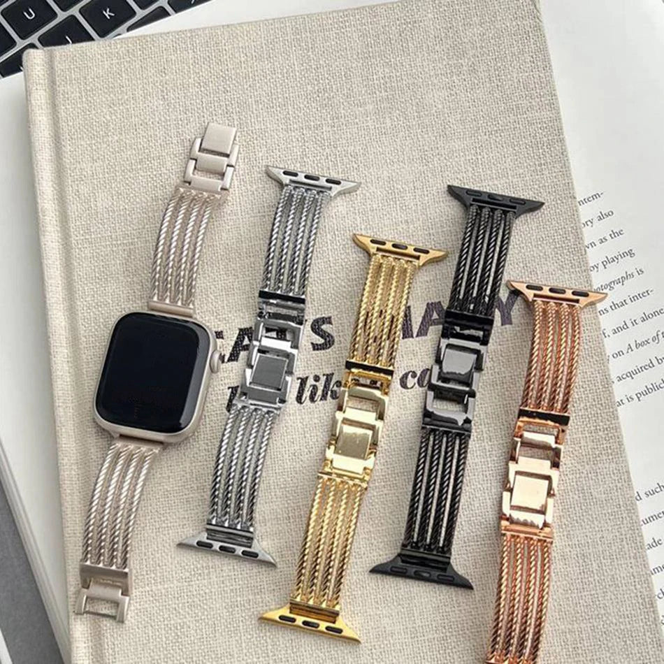 Metal Strap For Apple Watch UItra 8 7 49mm 45mm 44mm INS Stainless Steel Bracelet For iWatch Series 6 5 4 SE 42mm 40mm 38mm Band