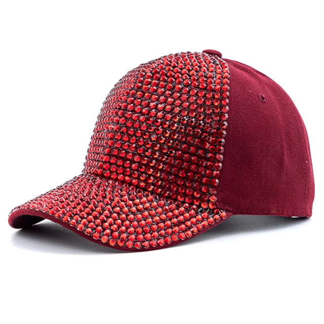 New Women Diamond Inlay Cap Simple Plain Baseball Cap Female Adjustable Casual Outdoor Streetwear Fashion Hat