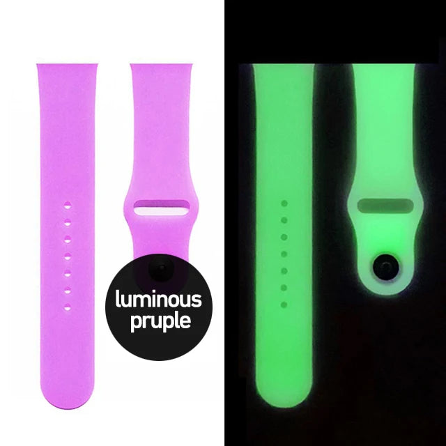 Luminous Silicone Strap For Apple Watch Band Ultra 49mm 8 7 45/41mm Sport Loop Bracelet For Iwatch 6 5 4 Se 44mm 42mm 40mm 38mm