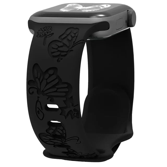 Engraved Strap For Apple Watch Ultra Band ultra 49mm 8 7 44mm 45mm 41mm 40mm 42mm Leopard silicone bracelet iwatch se 3 6 5 38mm