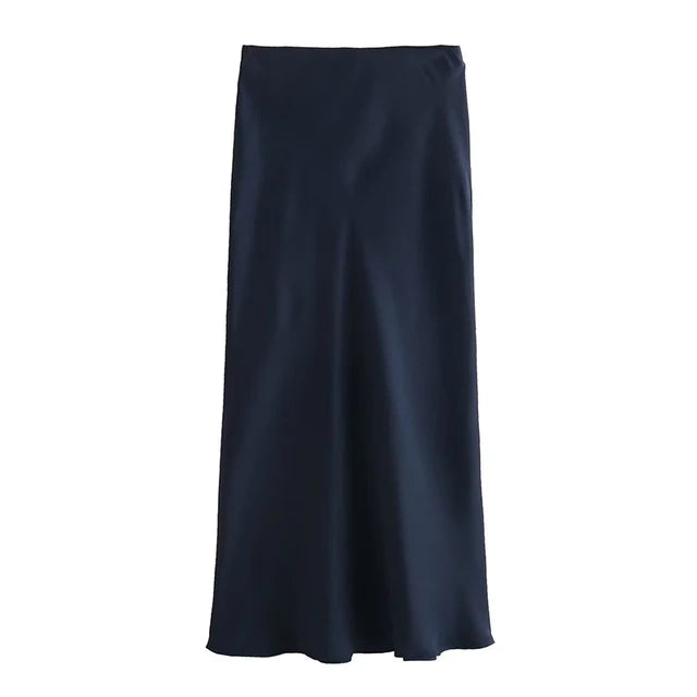 Spring 2024 Women Midi Skirts Fashion Temperament Casual Versatile High Waist Skirts Women Elastic Waist Skirts