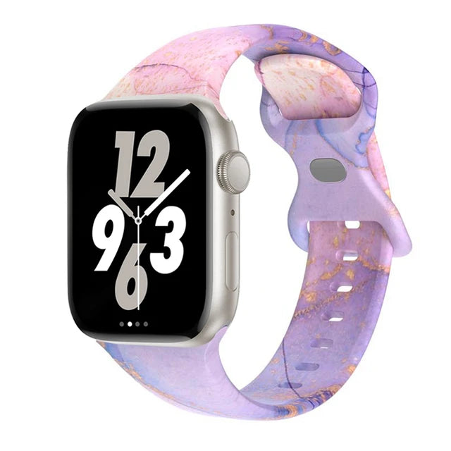 Printed Floral Strap For Apple Watch Ultra Band 49mm 41mm 40mm 38 45mm 44mm 42mm Silicone Bracelet IWatch Series 8 7 SE 6 5 4 3