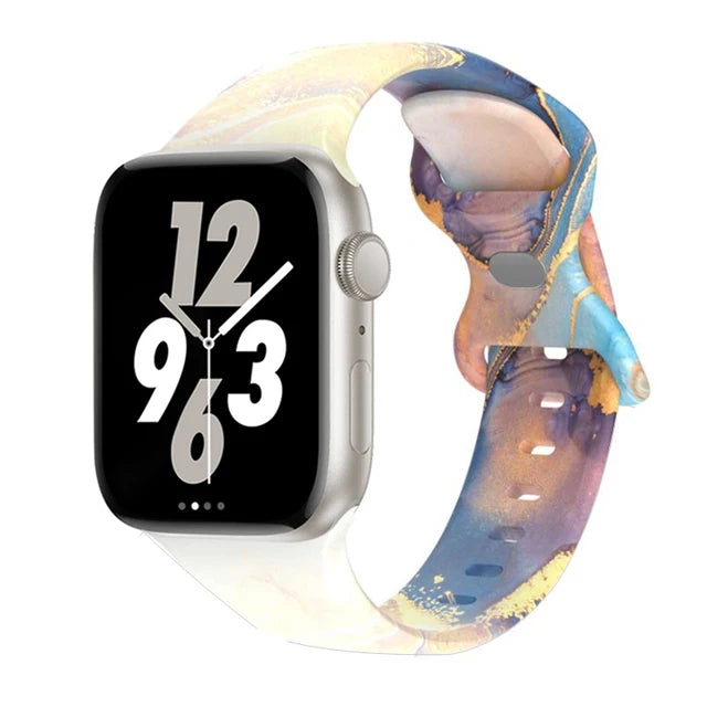 Printed Floral Strap For Apple Watch Ultra Band 49mm 41mm 40mm 38 45mm 44mm 42mm Silicone Bracelet IWatch Series 8 7 SE 6 5 4 3