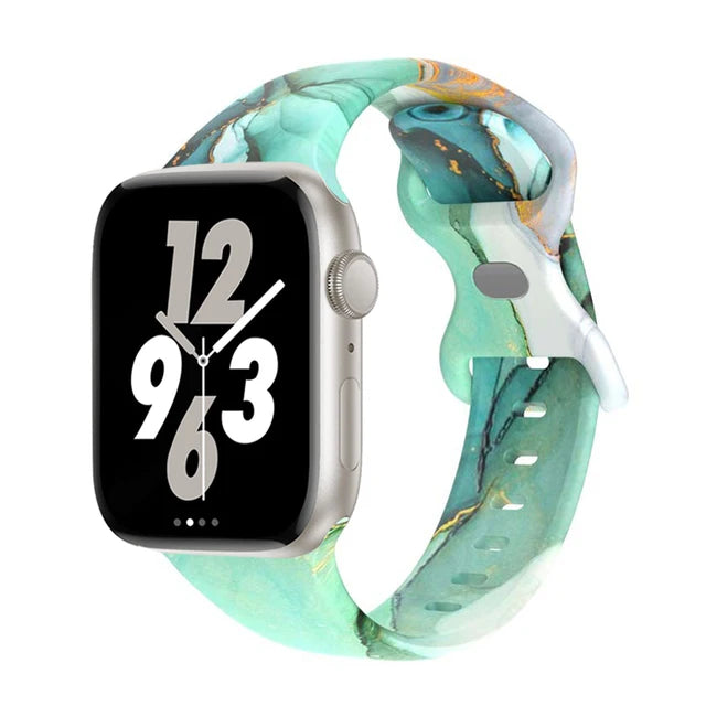 Printed Floral Strap For Apple Watch Ultra Band 49mm 41mm 40mm 38 45mm 44mm 42mm Silicone Bracelet IWatch Series 8 7 SE 6 5 4 3