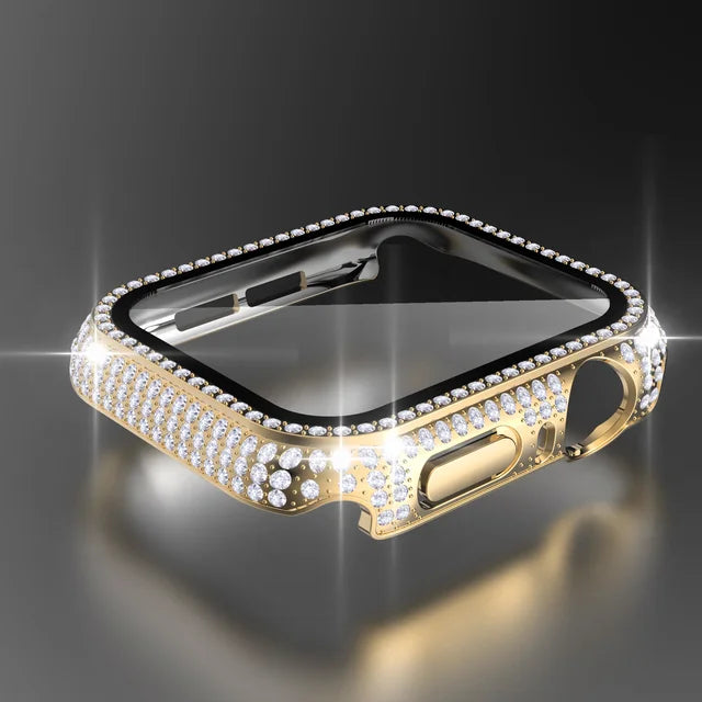 Diamond Watch Case Built-in Tempered Glass for Apple Watch 9 41mm 45mm 38mm 40mm 42mm 44mm iWatch Series 8 7 6 SE 5 4 3 Cover