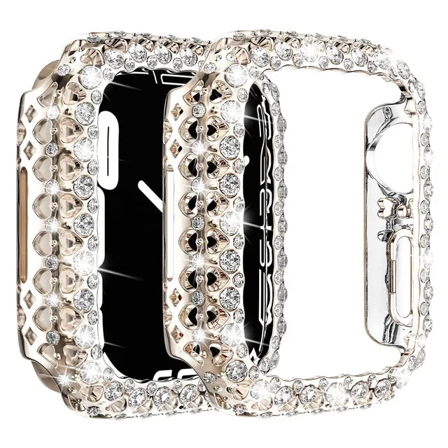 Bling Crystal Bumper Cover for Apple Watch Case 41mm 45mm Diamond PC Protective Hard PC Frame for IWatch Series 9 8 7 41mm 45 mm