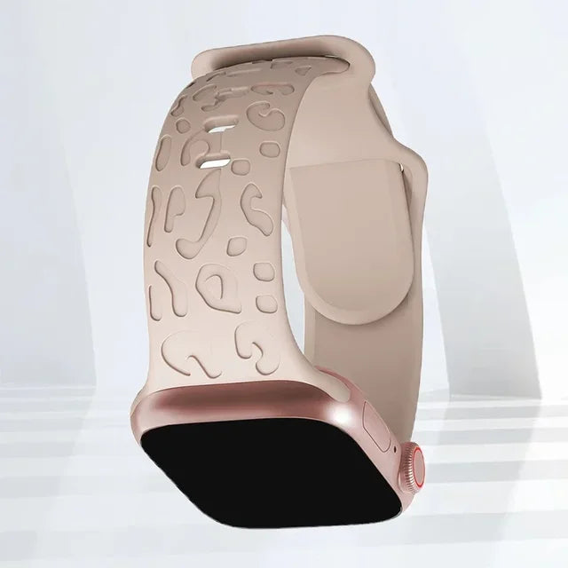 Engraved Strap For Apple Watch Ultra Band ultra 49mm 8 7 44mm 45mm 41mm 40mm 42mm Leopard silicone bracelet iwatch se 3 6 5 38mm