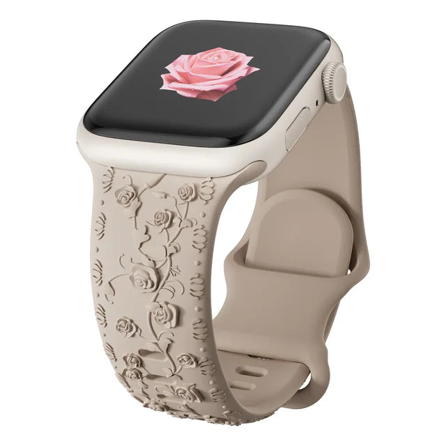 Band for Apple watch straps 44mm 45mm 41mm 49mm 42 46mm Floral Engraved bracelet correa iWatch Series 10 8 7 3 9 ultra 2 SE 40mm