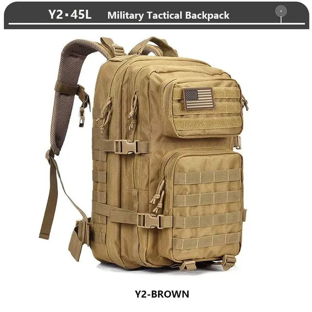 Military Tactical Backpack 3 Day Assault Pack Army Molle Bag 38/45L Large Outdoor Waterproof Hiking Camping Travel 600D Rucksack