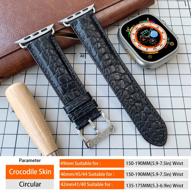 Apple Watch Series 10 9 8 7 6 Butterfly Strap High Quality Genuine Alligator Leather Iwatch Ultra 2 Band 49MM 46mm