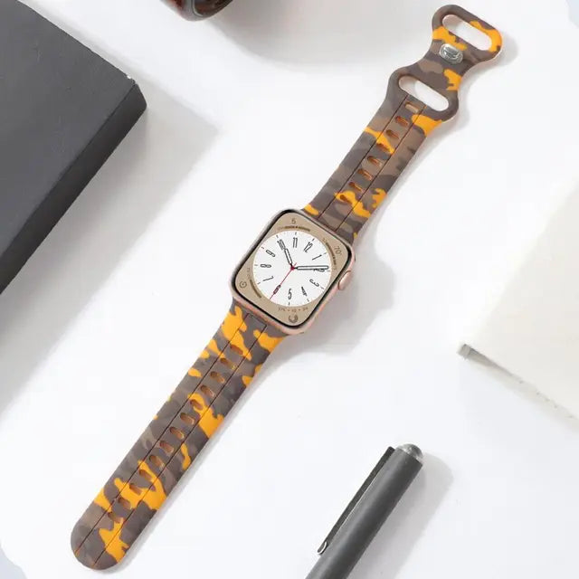 For Apple Watch Band Ultra 8 SE 7 6 5 Silicone Strap iWatch 49mm 40mm 45mm 41mm 42mm Camouflage pattern Wristband belt Bracelet