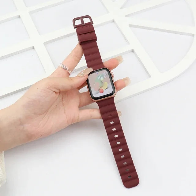 Silicone Strap For Apple Watch Band 9 8 7 41mm 45mm ultra 2 49mm 44mm 40mm 38 42mm sport wrist bracelet iwatch series 6 SE 5 4 3