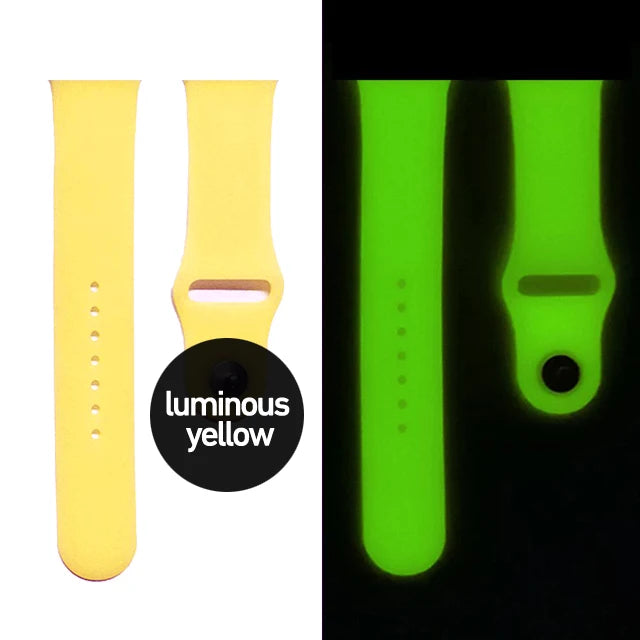 Luminous Silicone Strap For Apple Watch Band Ultra 49mm 8 7 45/41mm Sport Loop Bracelet For Iwatch 6 5 4 Se 44mm 42mm 40mm 38mm