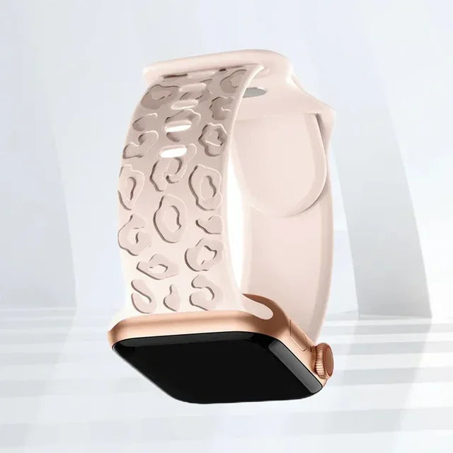 Engraved Strap For Apple Watch Ultra Band ultra 49mm 8 7 44mm 45mm 41mm 40mm 42mm Leopard silicone bracelet iwatch se 3 6 5 38mm