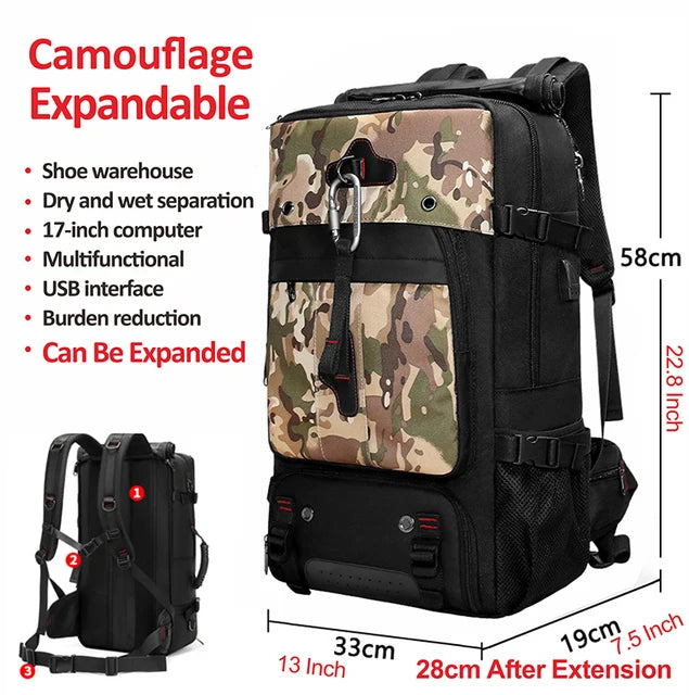 New Travel Backpack Multifunctional Waterproof Anti Theft Backpack Outdoor Sports Large Capacity 78L Big Backpack Mochila