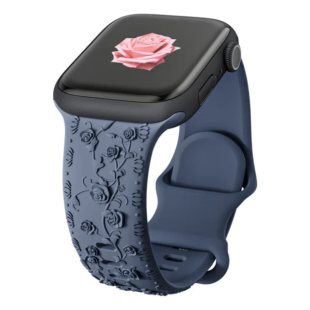 Band for Apple watch straps 44mm 45mm 41mm 49mm 42 46mm Floral Engraved bracelet correa iWatch Series 10 8 7 3 9 ultra 2 SE 40mm