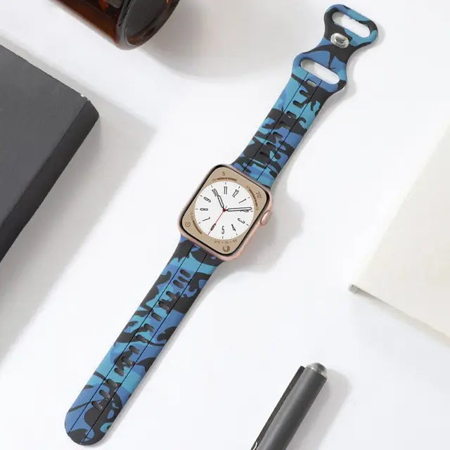 For Apple Watch Band Ultra 8 SE 7 6 5 Silicone Strap iWatch 49mm 40mm 45mm 41mm 42mm Camouflage pattern Wristband belt Bracelet