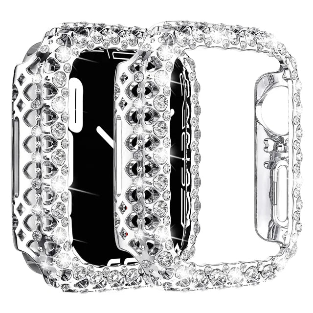 Bling Crystal Bumper Cover for Apple Watch Case 41mm 45mm Diamond PC Protective Hard PC Frame for IWatch Series 9 8 7 41mm 45 mm