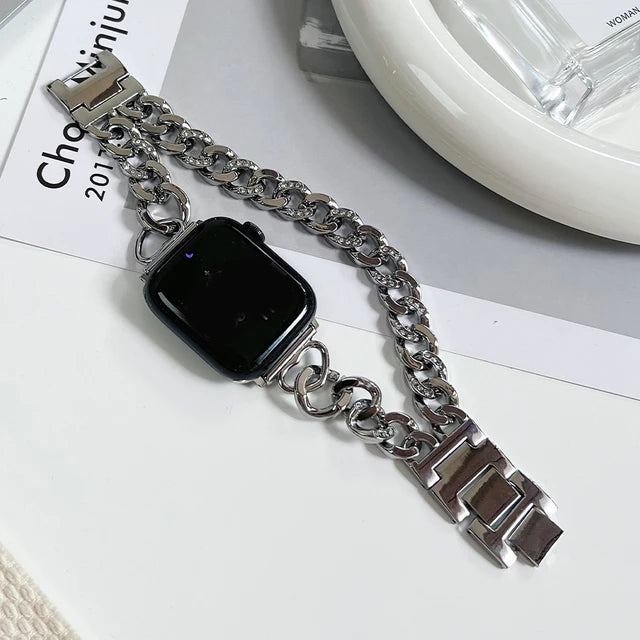 Luxury Metal Strap For Apple Watch Band 9 8 7 6 SE 45mm 44mm 42mm 44mm 41mm Women Bracelet For iWatch Ultra 2 49mm 40mm 38mm