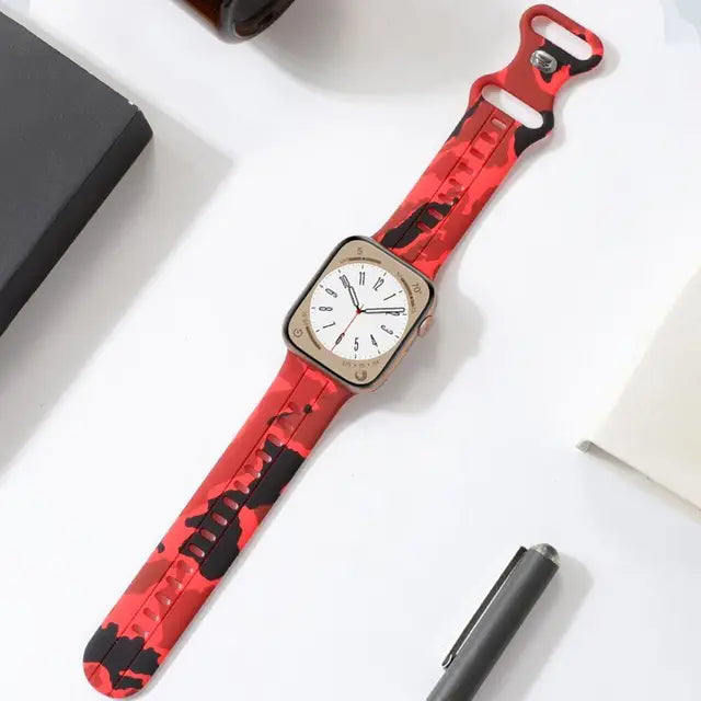 For Apple Watch Band Ultra 8 SE 7 6 5 Silicone Strap iWatch 49mm 40mm 45mm 41mm 42mm Camouflage pattern Wristband belt Bracelet