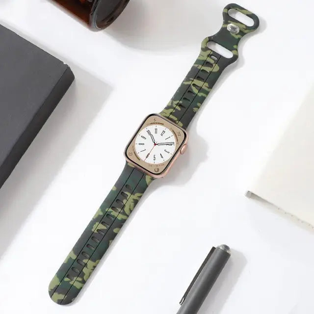 For Apple Watch Band Ultra 8 SE 7 6 5 Silicone Strap iWatch 49mm 40mm 45mm 41mm 42mm Camouflage pattern Wristband belt Bracelet