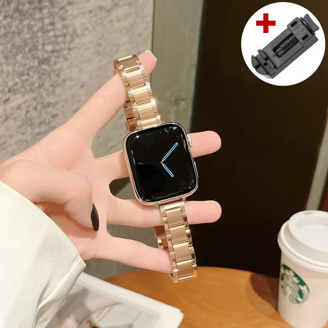 Slim Metal Band for Apple Watch Ultra 2 49mm 9 8 7 41 45mm 6 5 4se 44 42mm 40mm Luxury Stainless Steel Strap for iWatch Bracelet